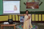 Gynaecologist Dr. Anindita Das offering audio-visual presentation on importance of breast feeding