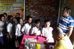 Students in queue to get dental check-up